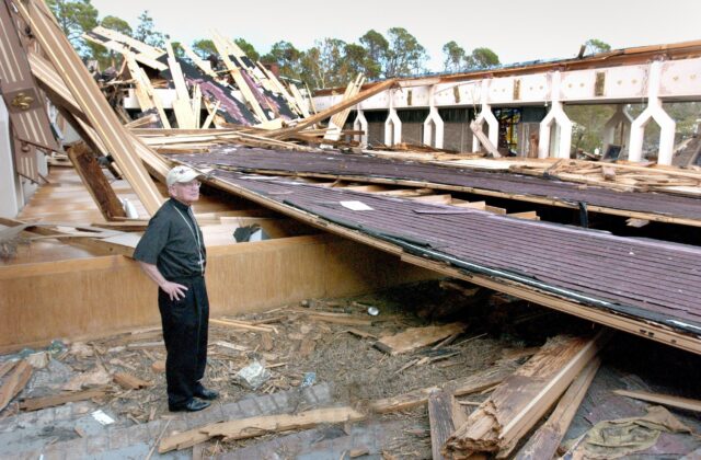 ARCHBISHOP HUGHES RUBBLE AFTER HURRICANE KATRINA IN 2005